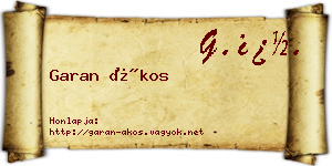 Garan Ákos névjegykártya